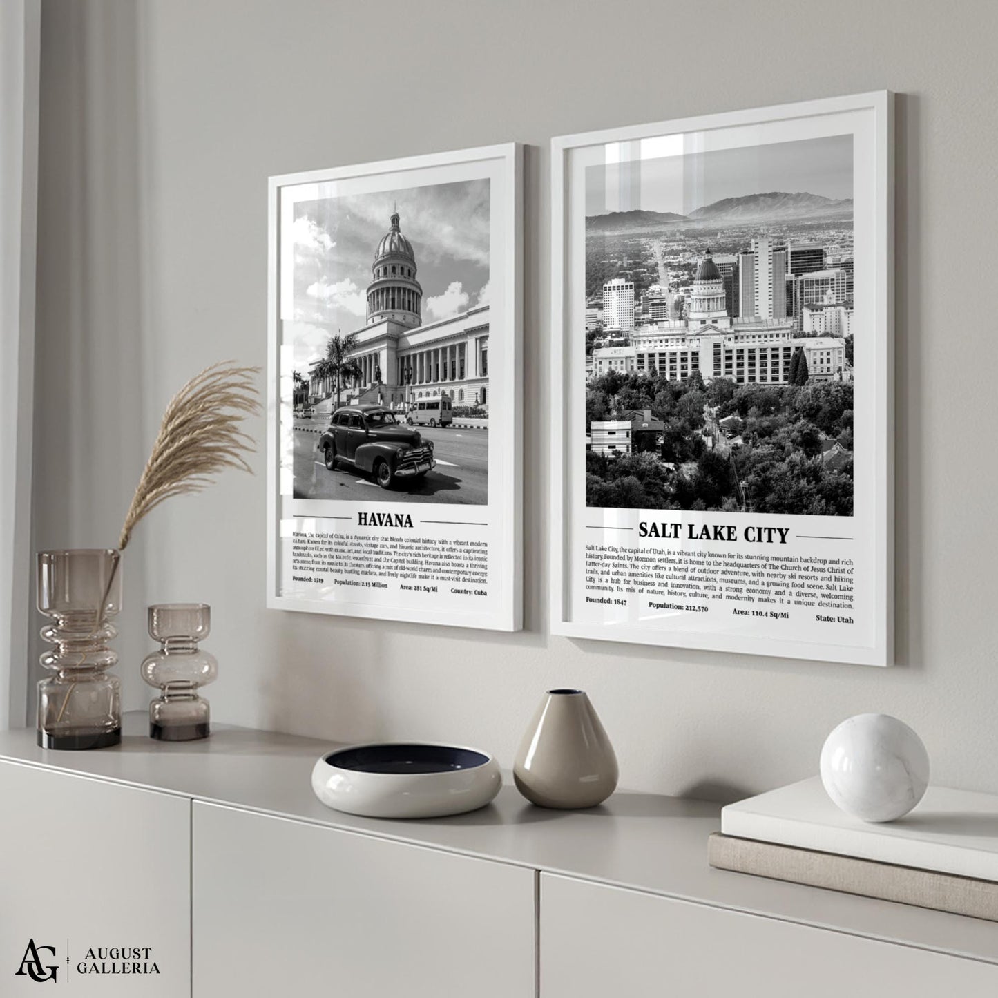 Salt Lake City Black & White City Print