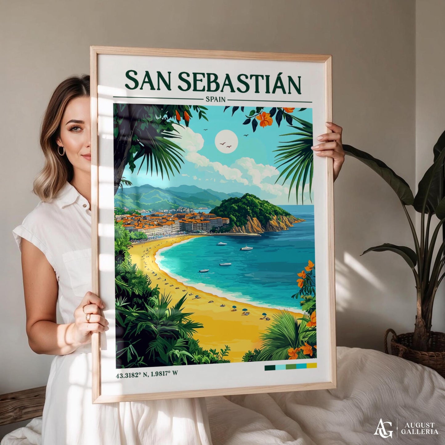 San Sebastián Retro Travel Print