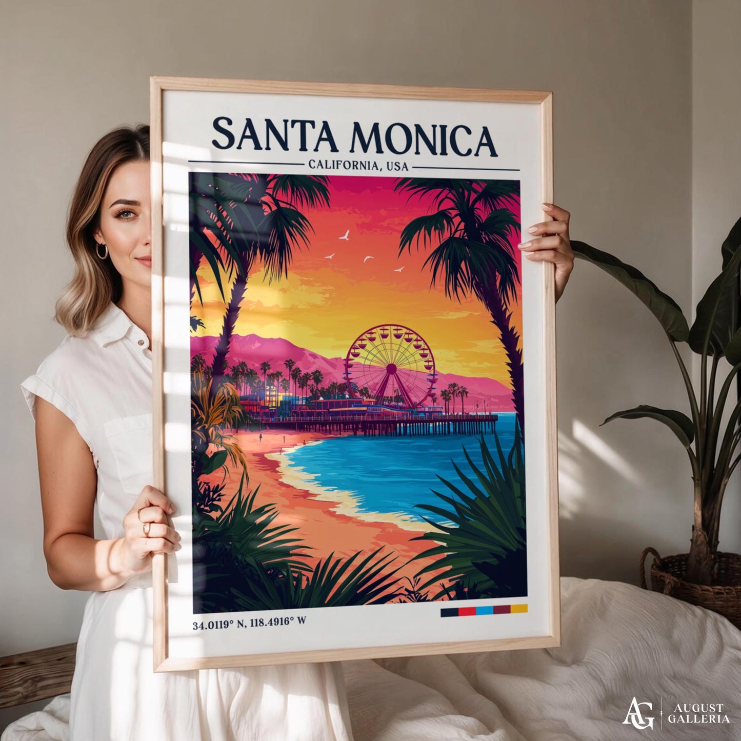 Santa Monica Retro Travel Print