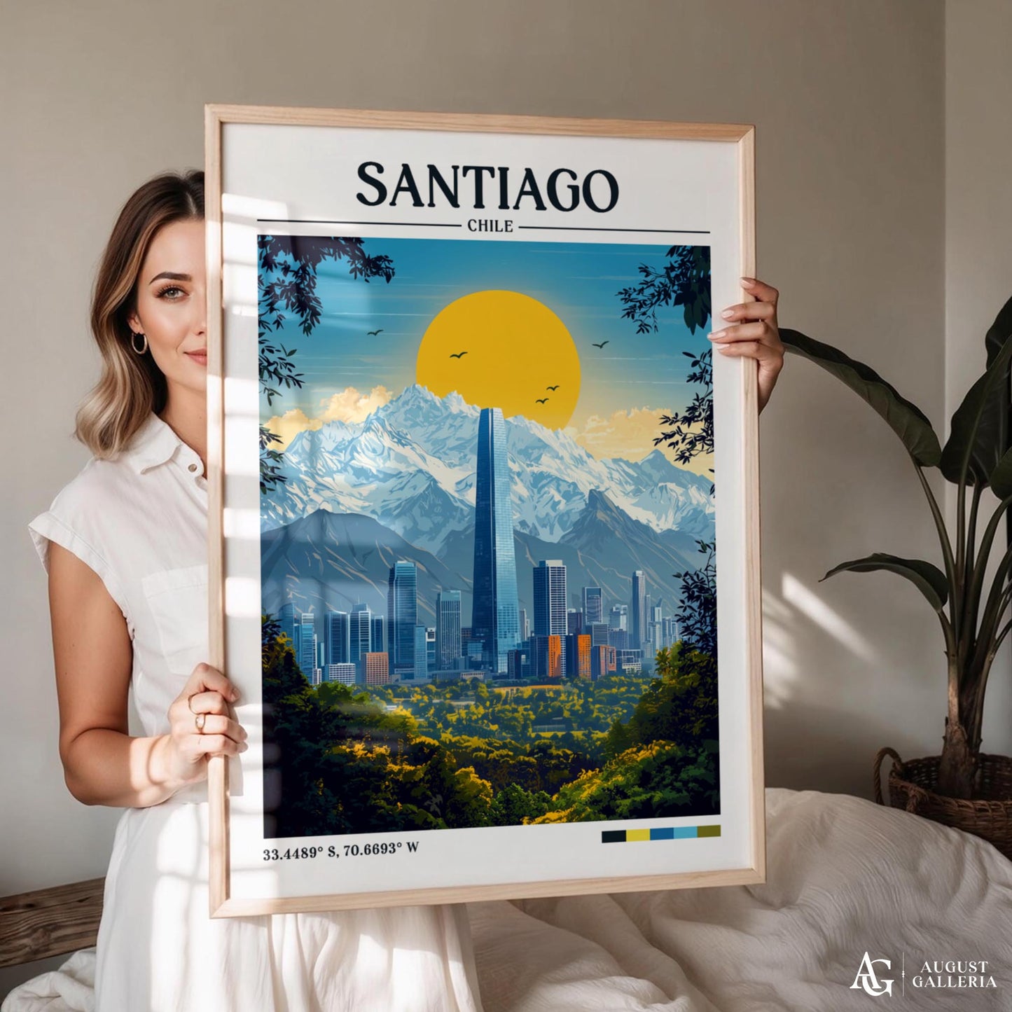 Santiago Chile Retro Travel Print