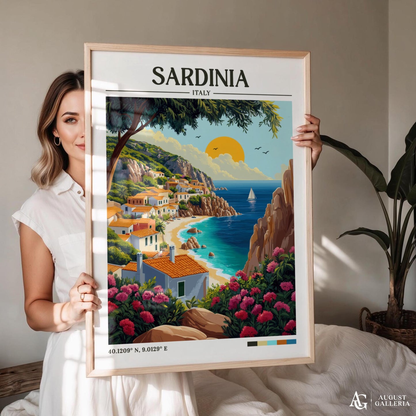 Sardinia Italy Retro Travel Print