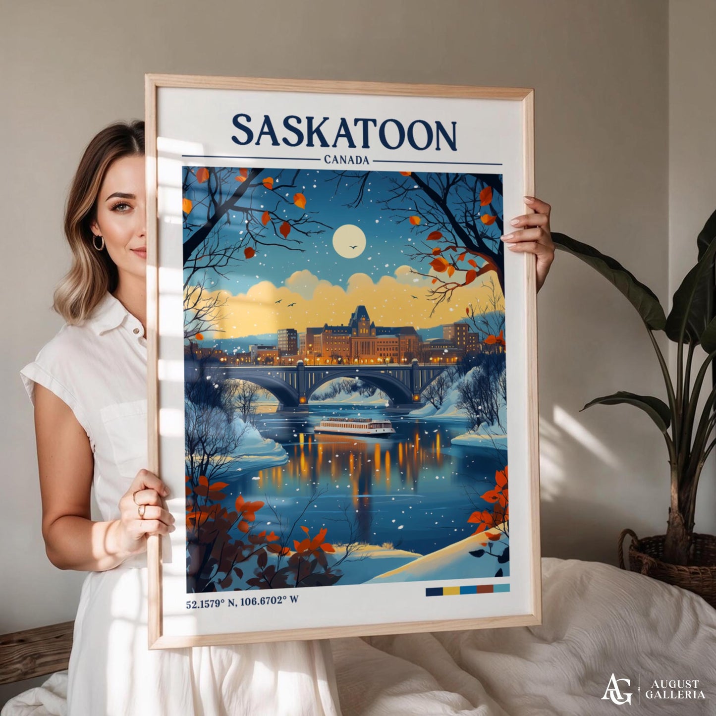 Saskatoon Canada Retro Travel Print