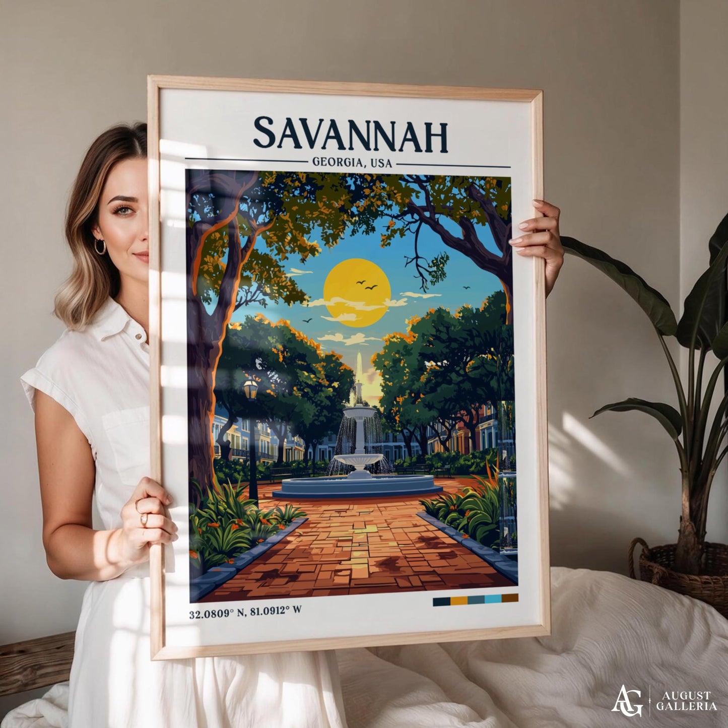 Savannah Georgia Retro Travel Print