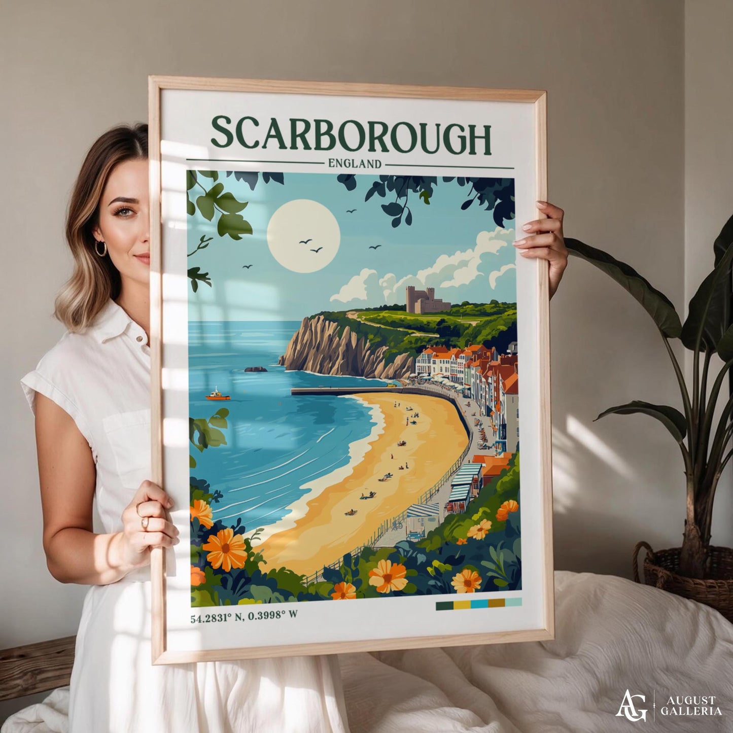 Scarborough England Retro Travel Print