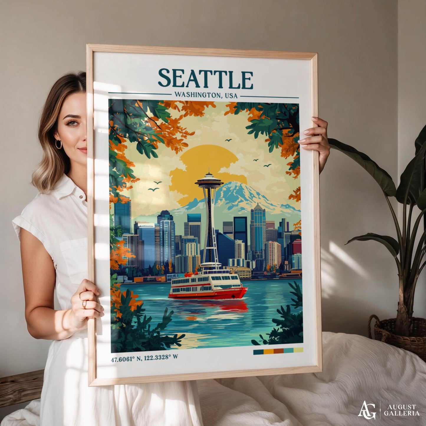 Seattle Washington Retro Travel Print