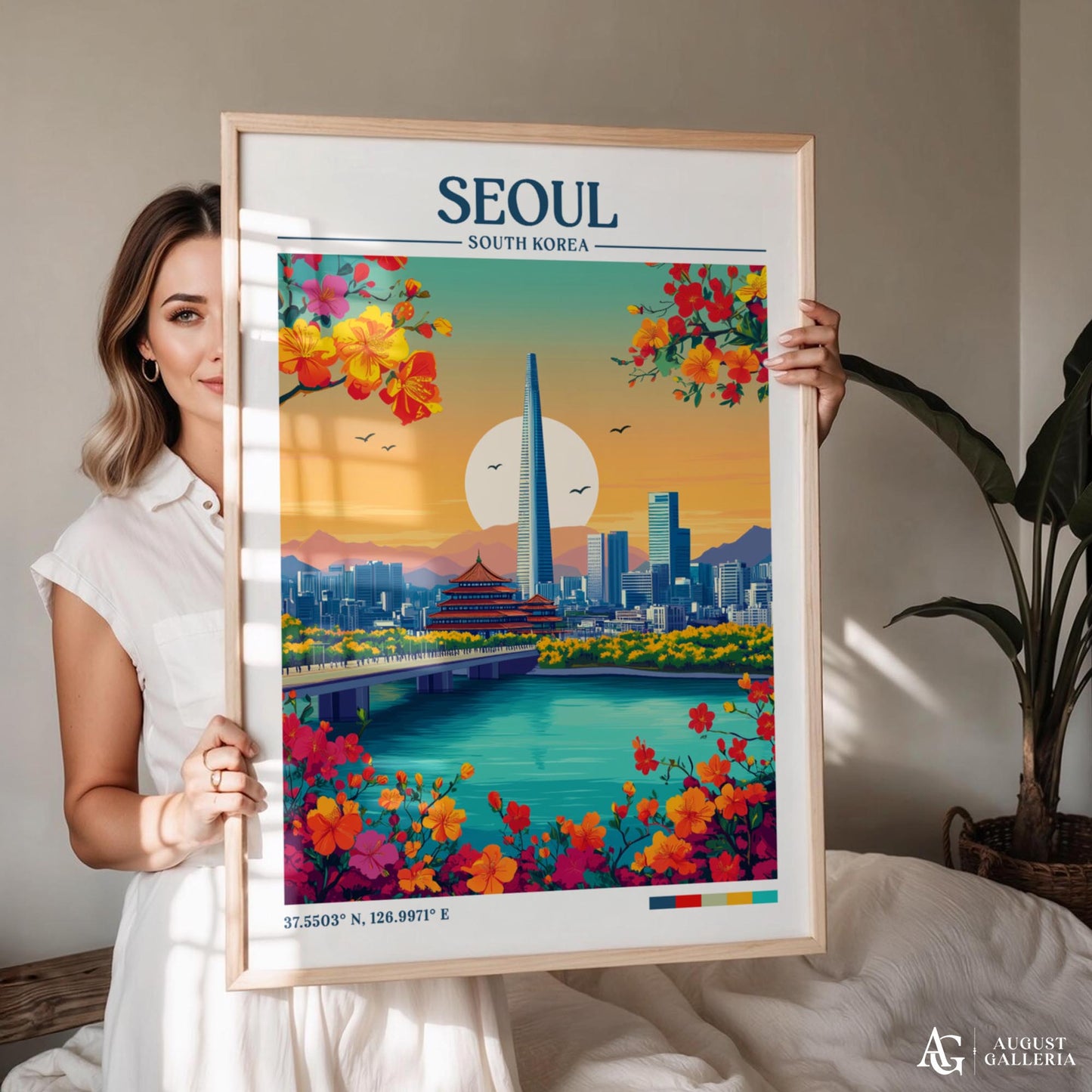 Seoul South Korea Retro Travel Print