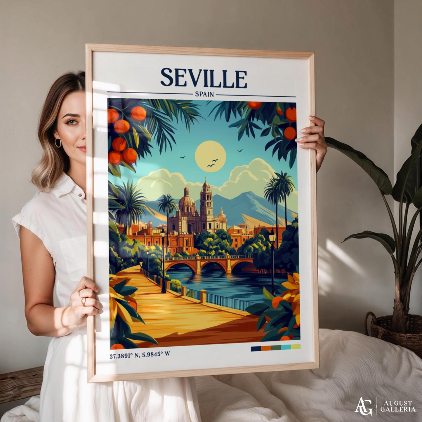 Seville Spain Retro Travel Print