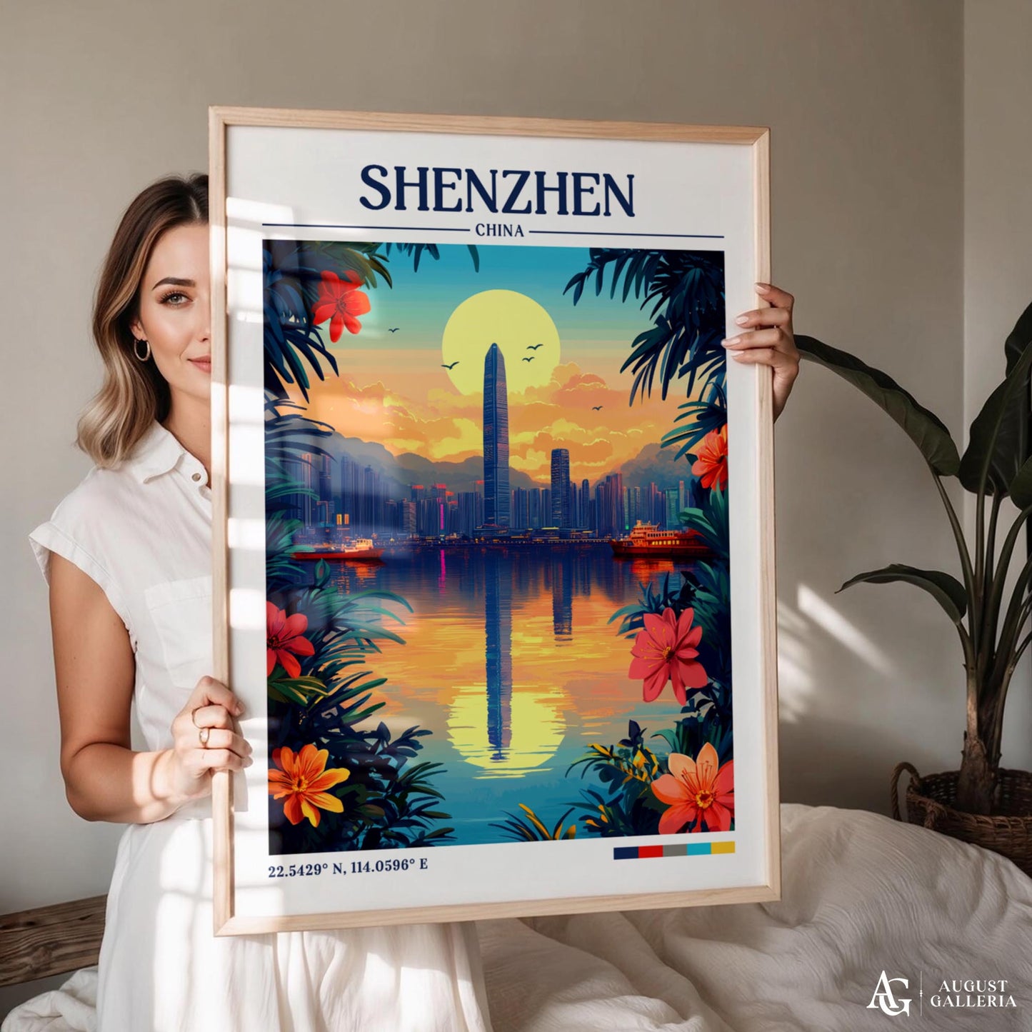 Shenzhen China Retro Travel Print