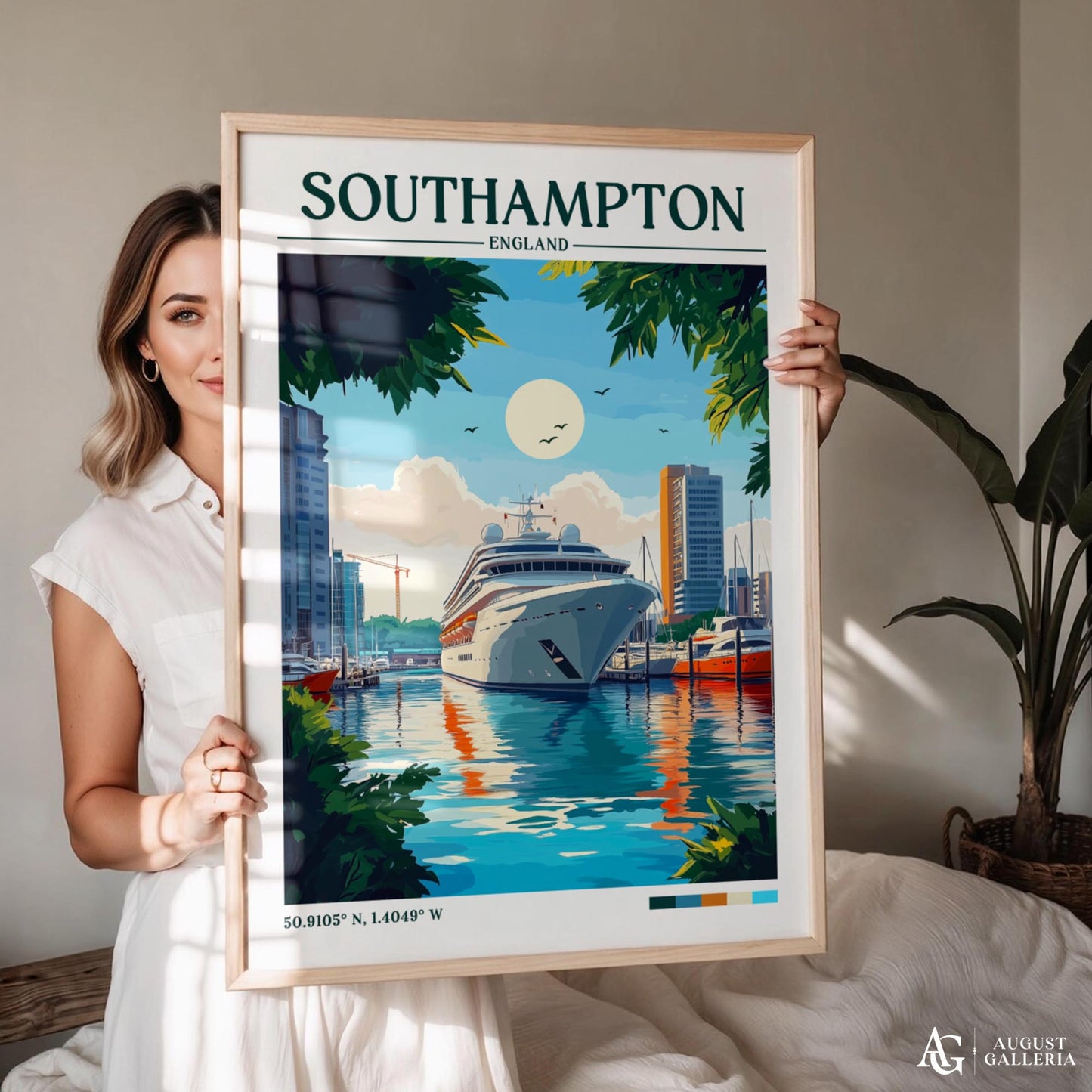 Southampton England Retro Travel Print