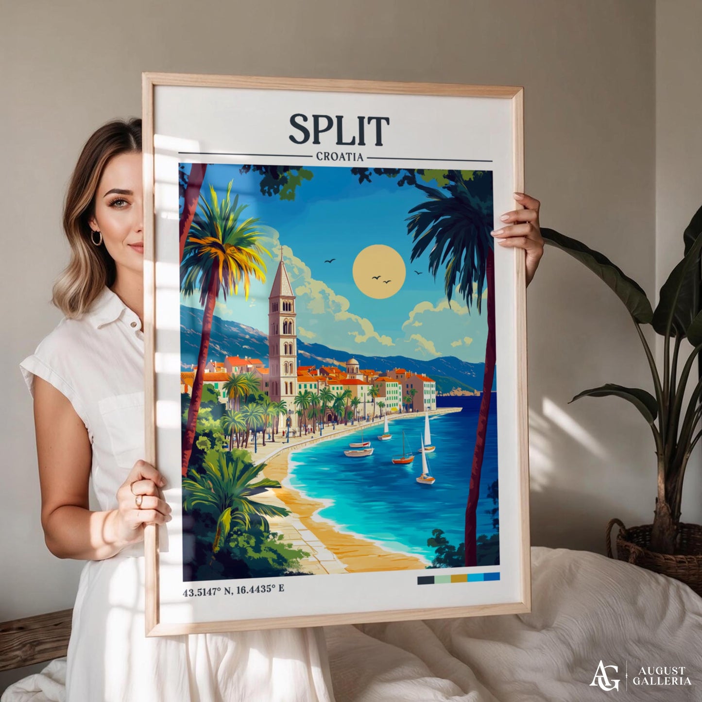 Split Croatia Retro Travel Print