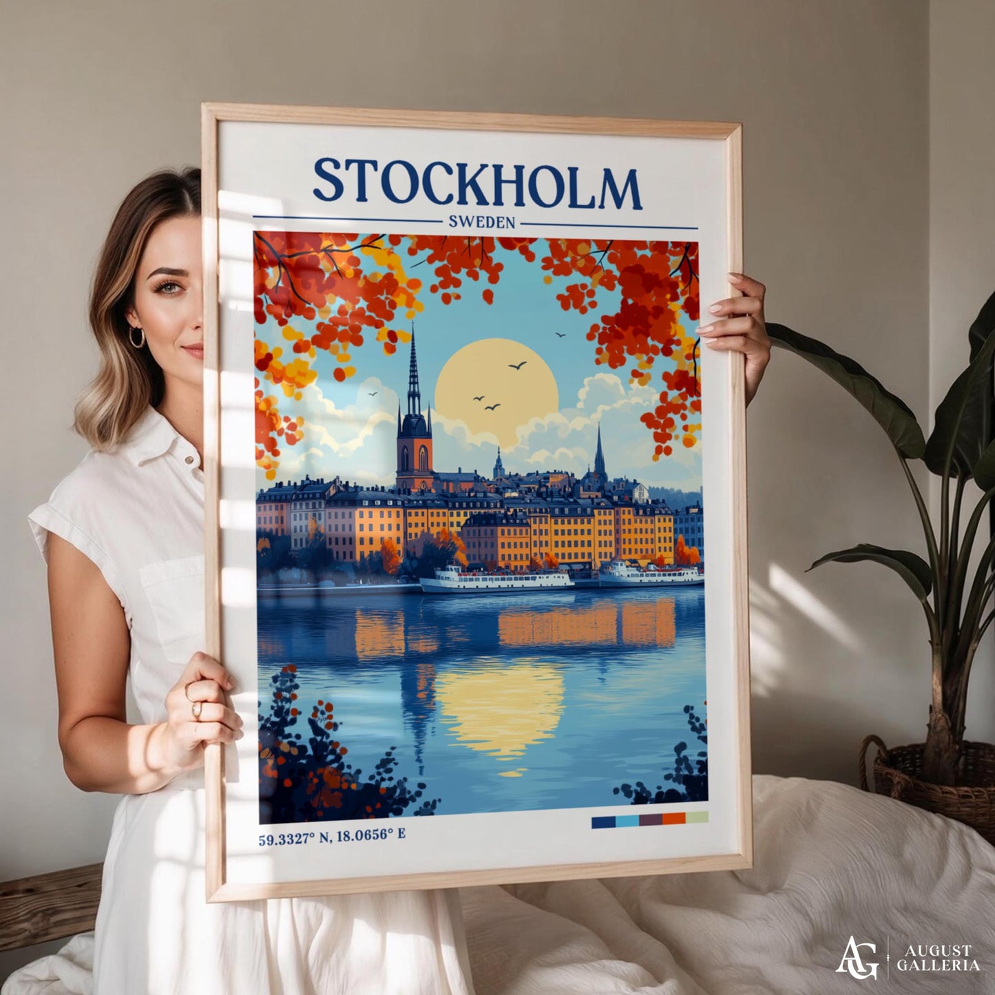 Stockholm Sweden Retro Travel Print
