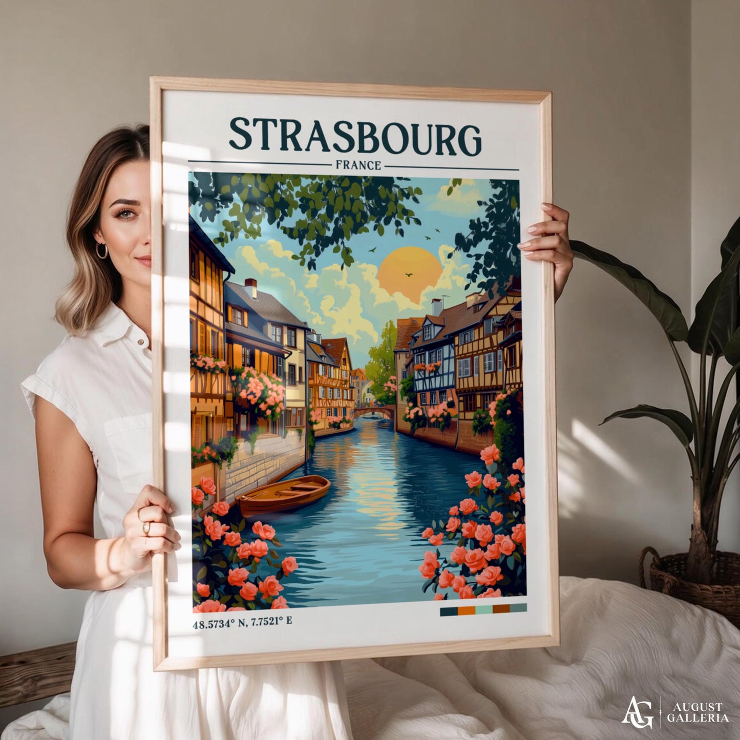 Strasbourg France Retro Travel Print
