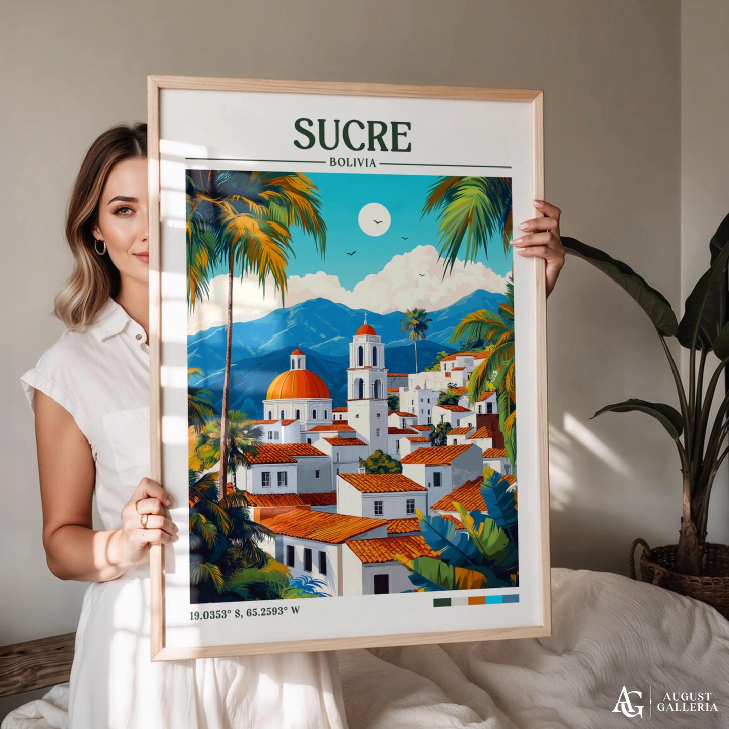 Sucre Bolivia Retro Travel Print