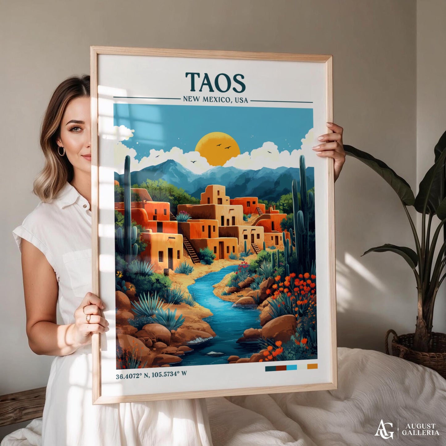 Taos New Mexico Retro Travel Print