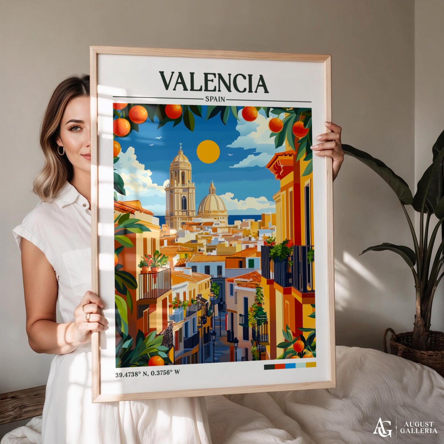 Valencia Spain Retro Travel Print