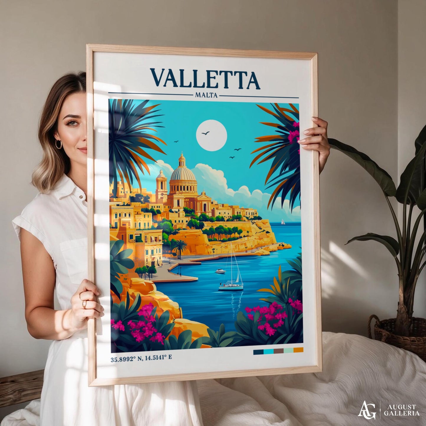 Valletta Malta Retro Travel Print