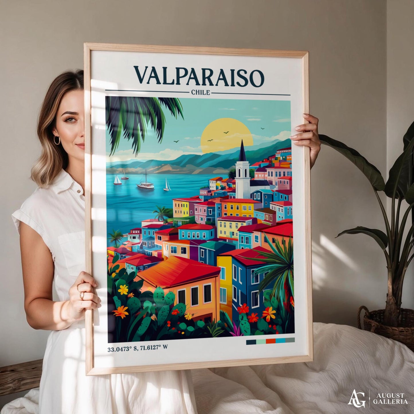 Valparaíso Chile Retro Travel Print