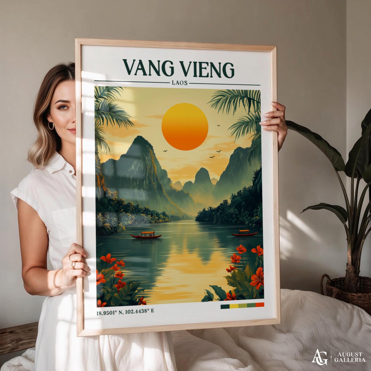 Vang Vieng Laos Retro Travel Print