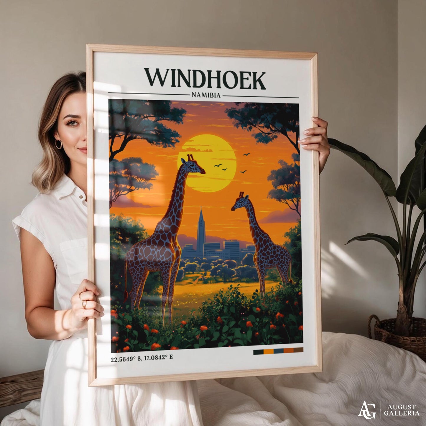 Windhoek Namibia Retro Travel Print