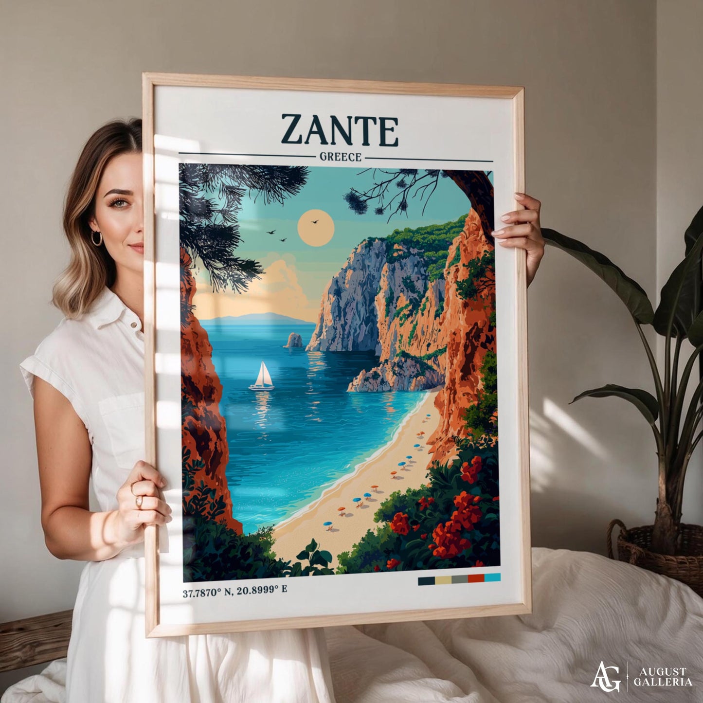 Zante Greece Retro Travel Print