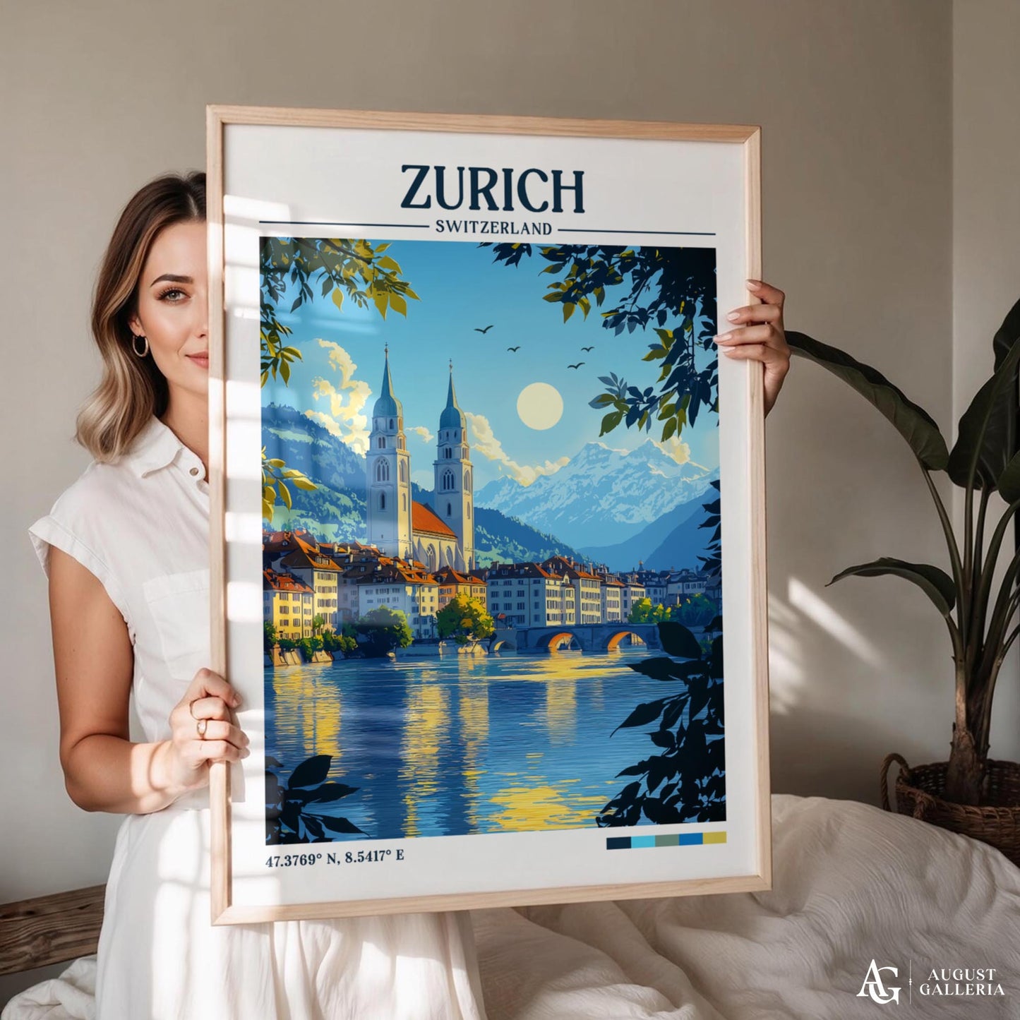 Zurich Switzerland Retro Travel Print