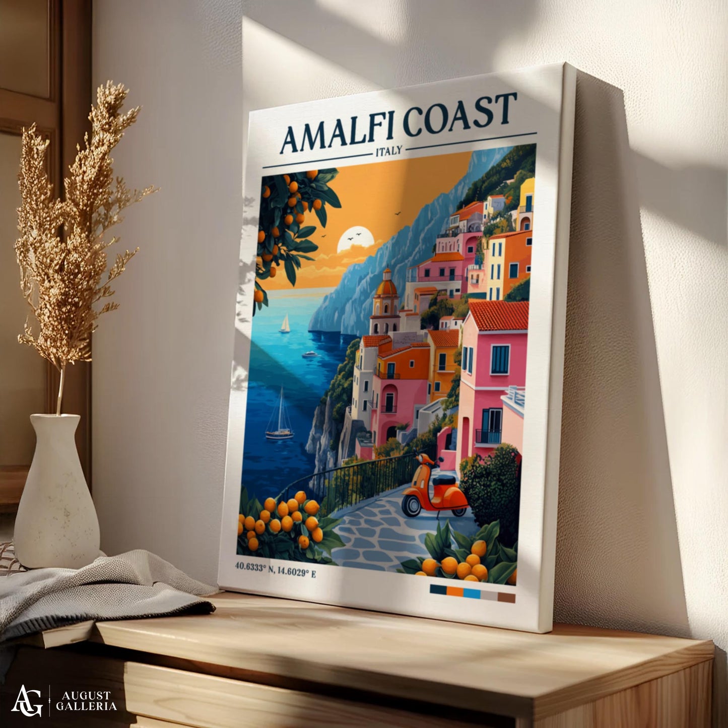 Amalfi Coast Italy Retro Travel Print