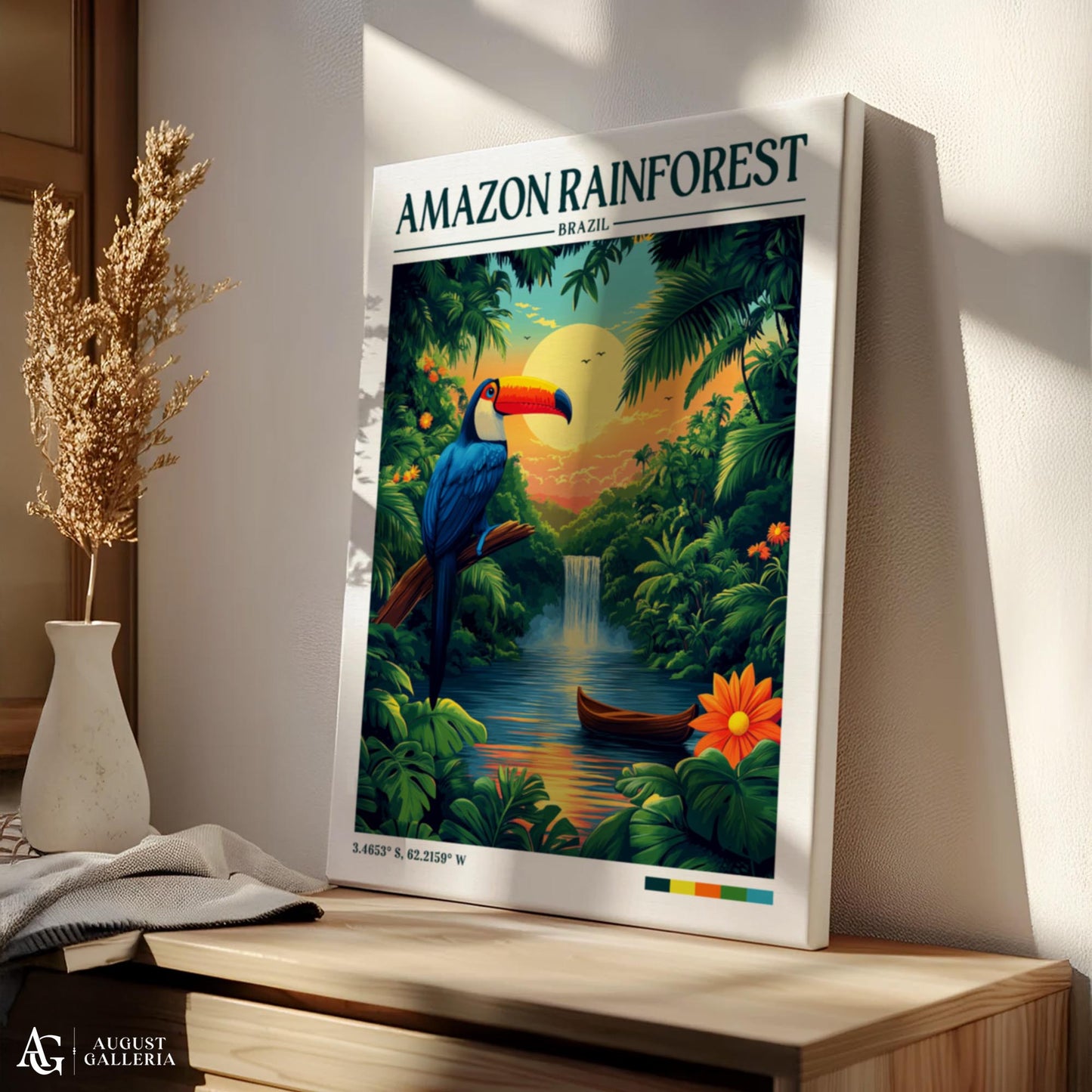 Amazon Rainforest Retro Travel Print