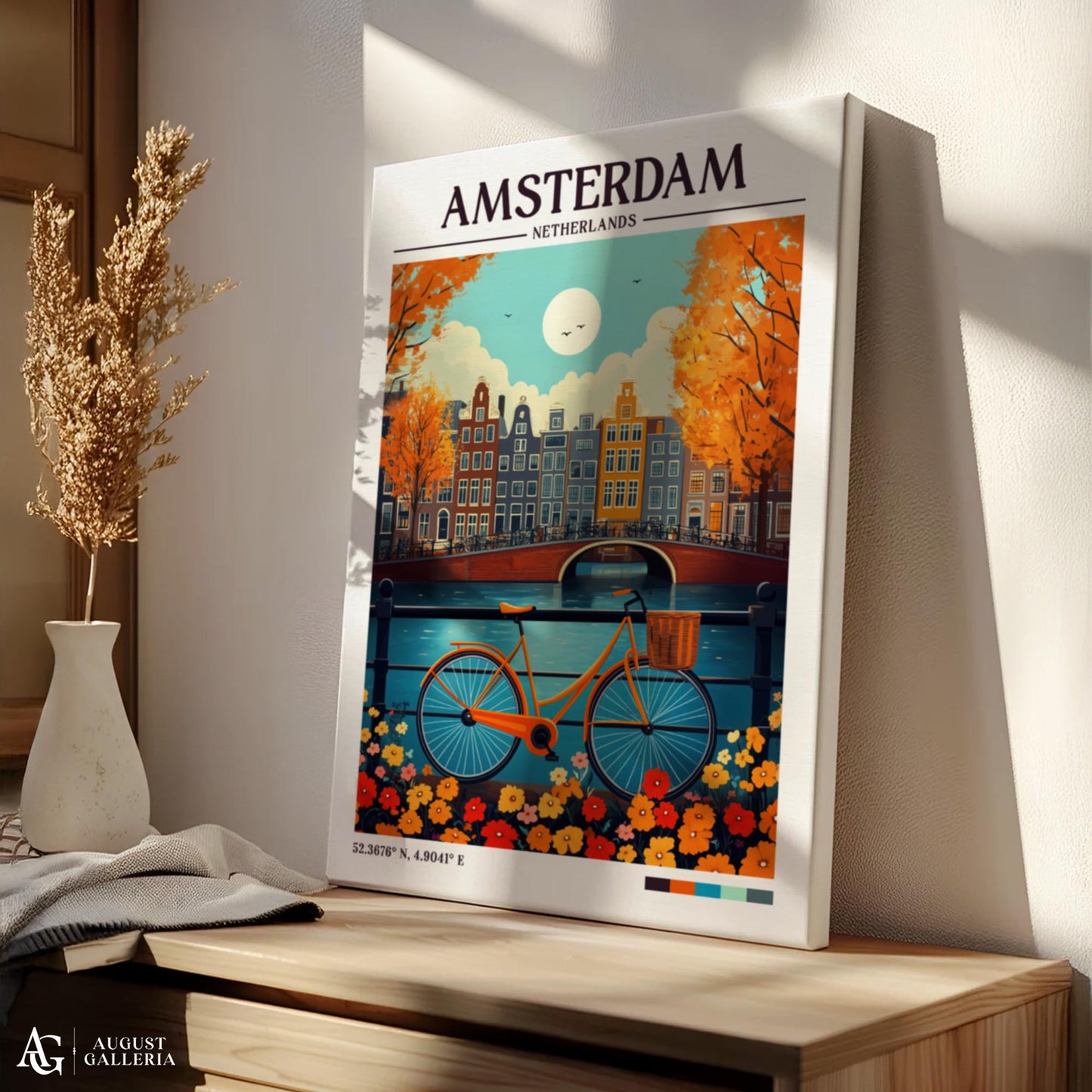Amsterdam Netherlands Retro Travel Print