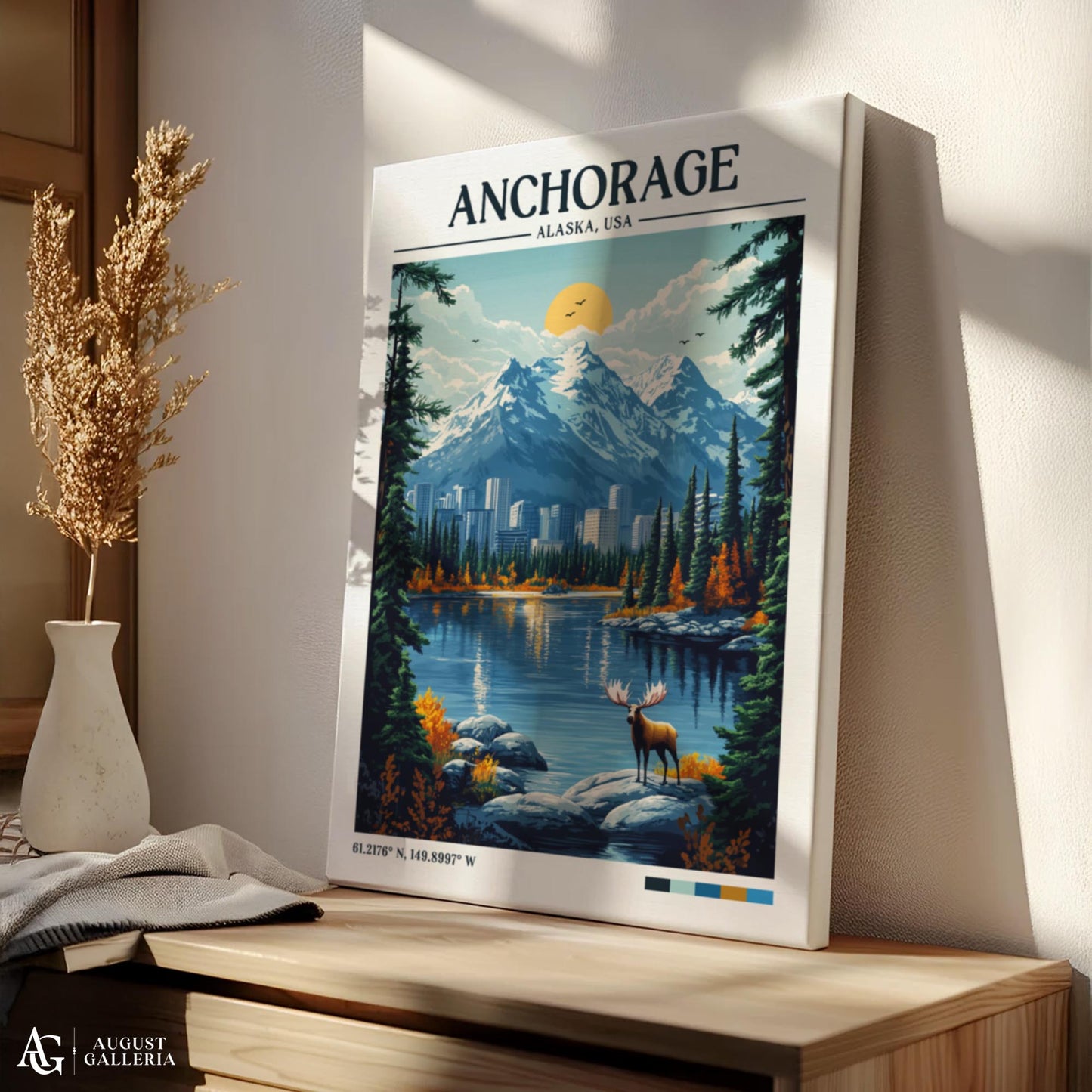 Anchorage Alaska Retro Travel Print