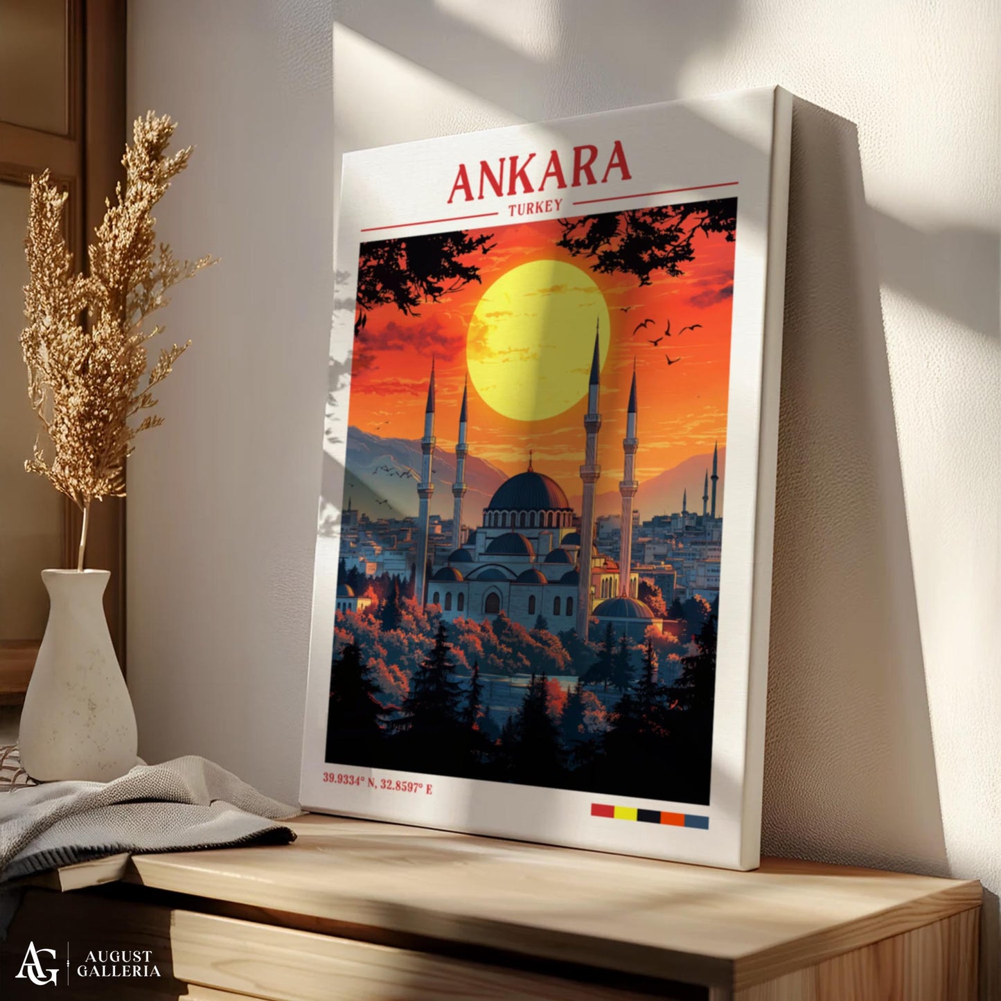 Ankara Turkey Retro Travel Print