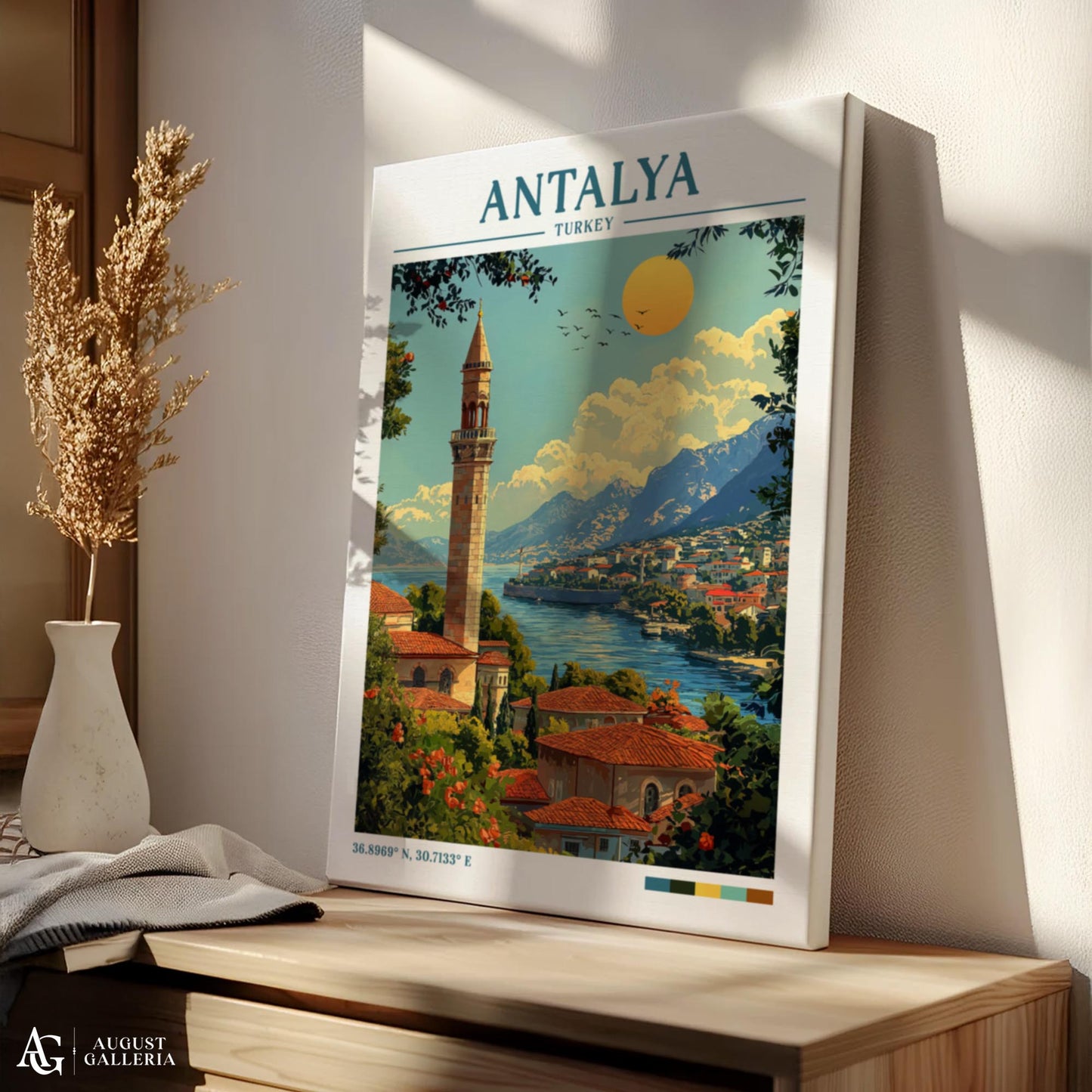 Antalya Turkey Retro Travel Print