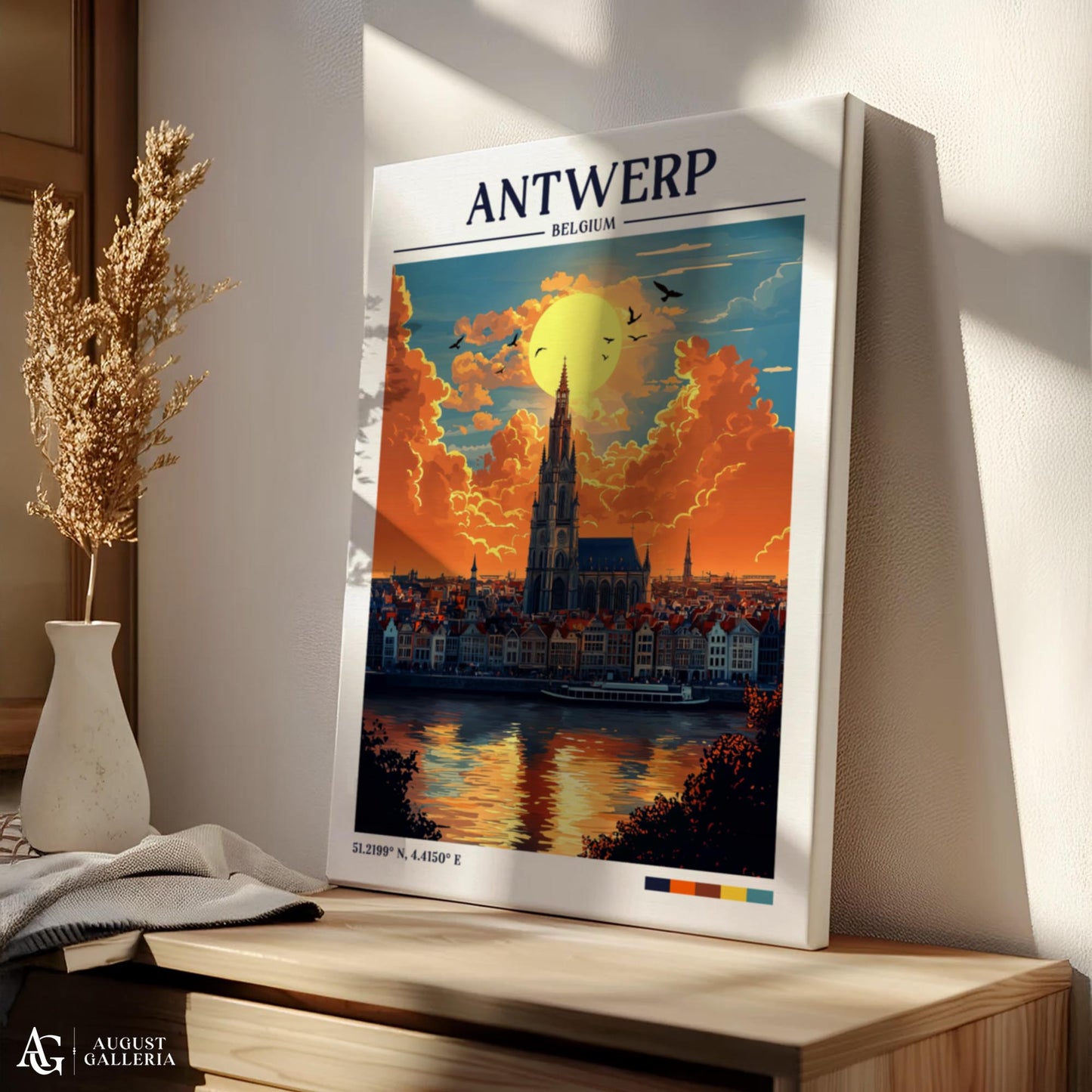 Antwerp Belgium Retro Travel Print