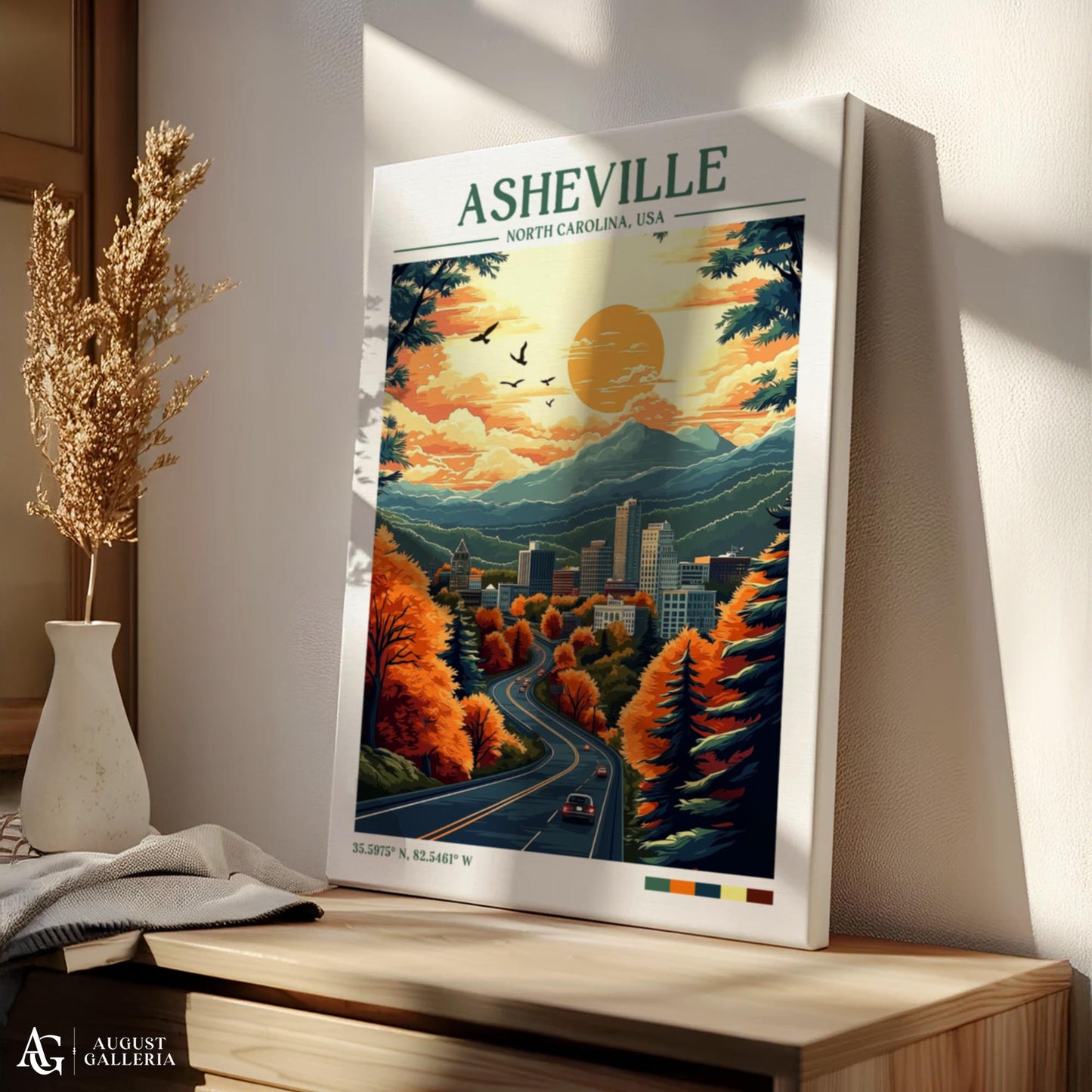 Asheville North Carolina Retro Travel Print