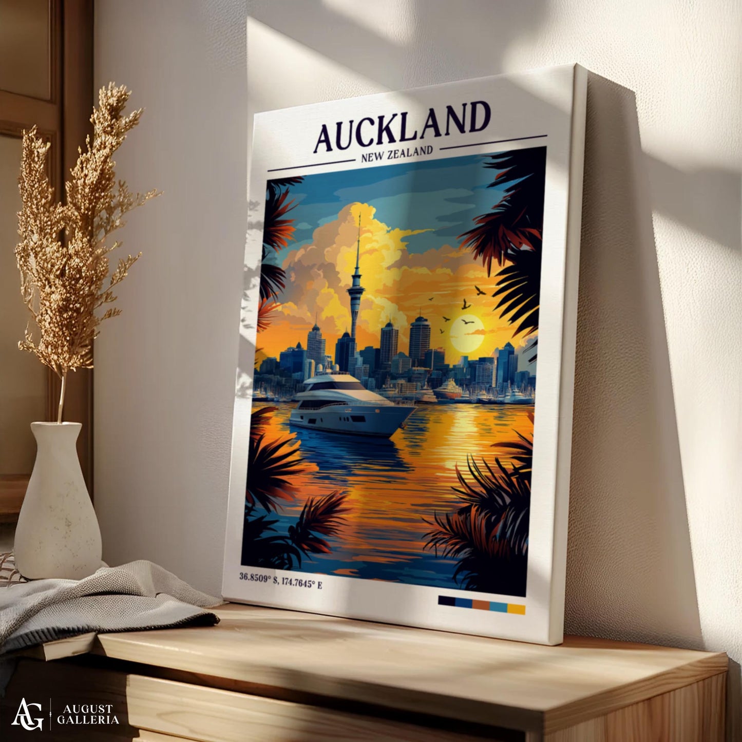 Auckland New Zealand Retro Travel Print