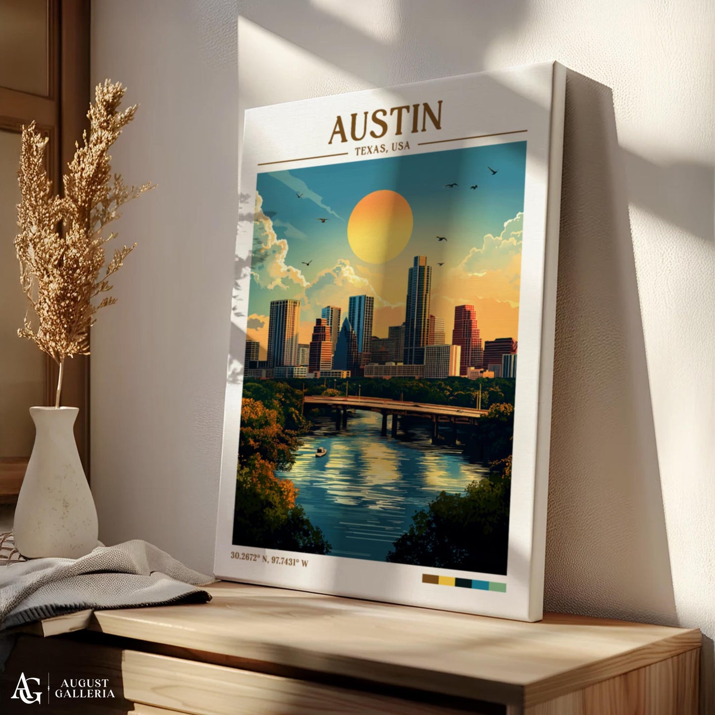 Austin Texas Retro Travel Print