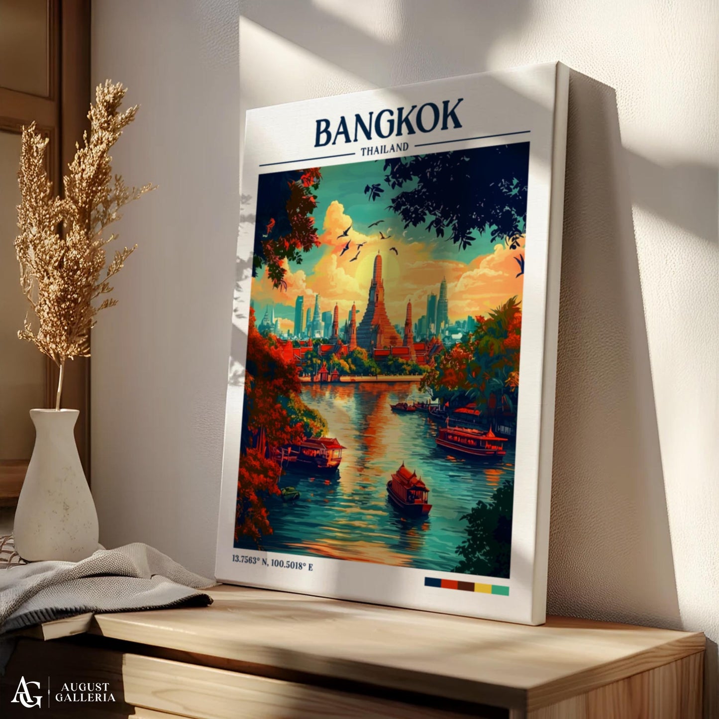 Bangkok Thailand Retro Travel Print