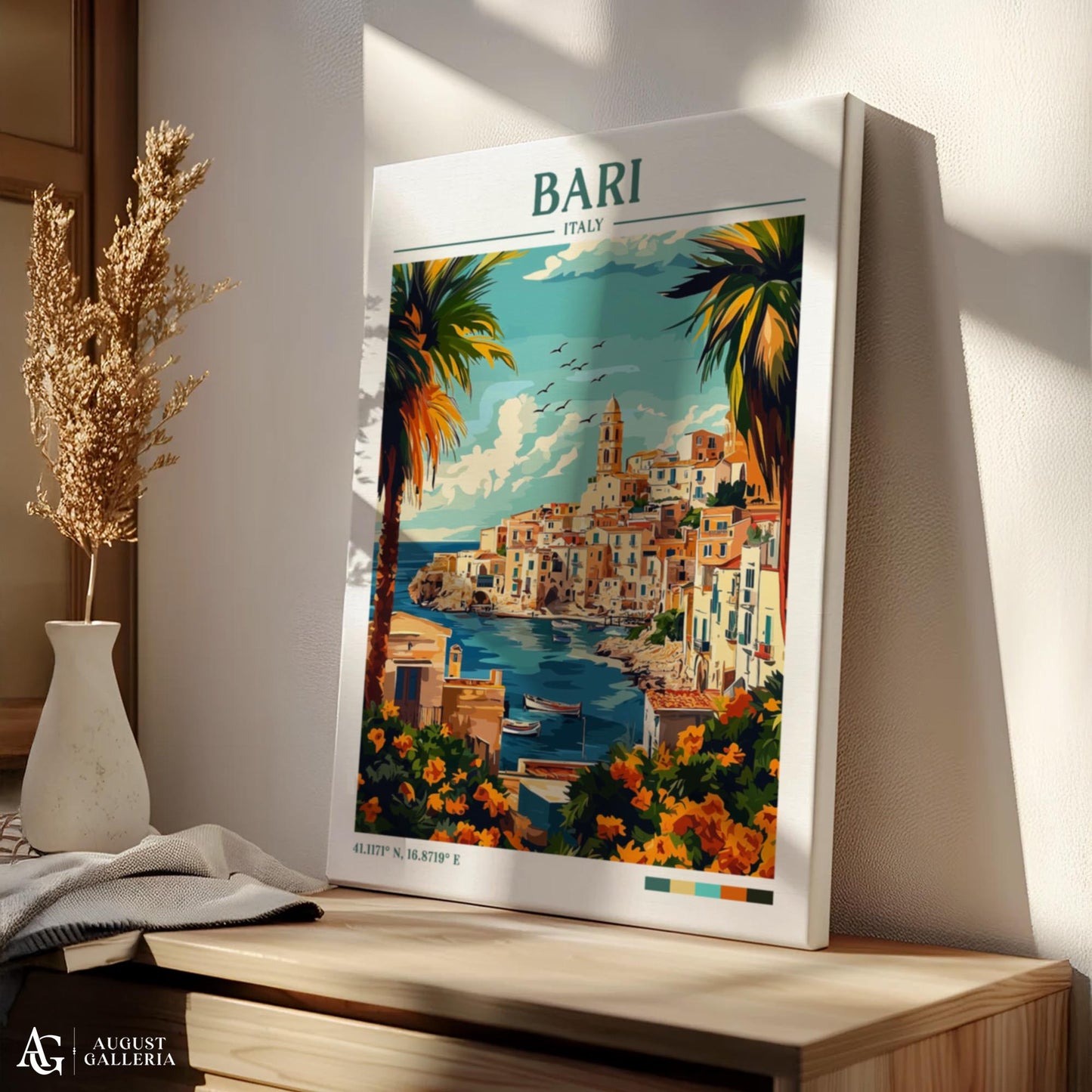 Bari Italy Retro Travel Print