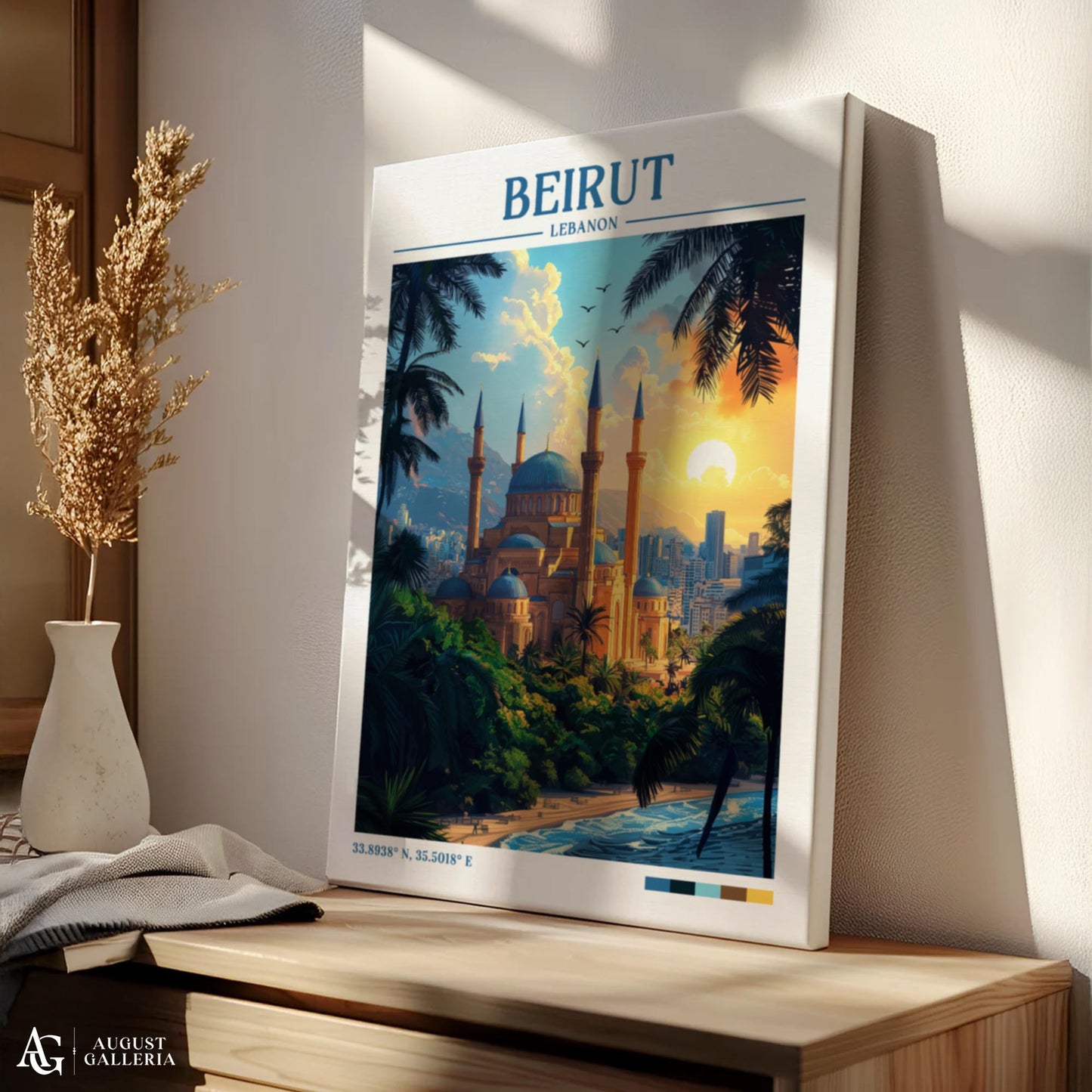 Beirut Lebanon Retro Travel Print