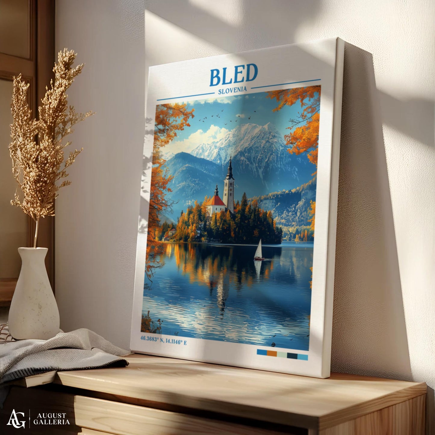 Bled Slovenia Retro Travel Print