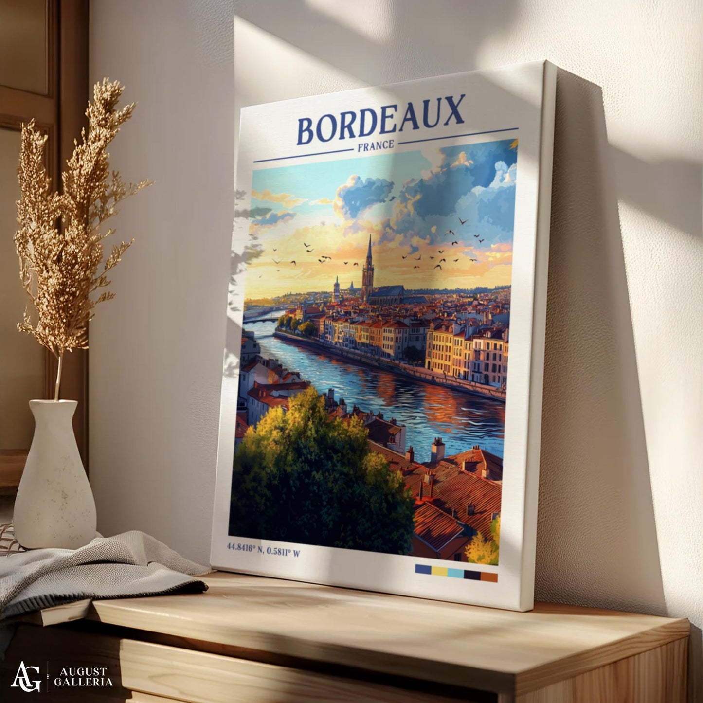 Bordeaux France Retro Travel Print