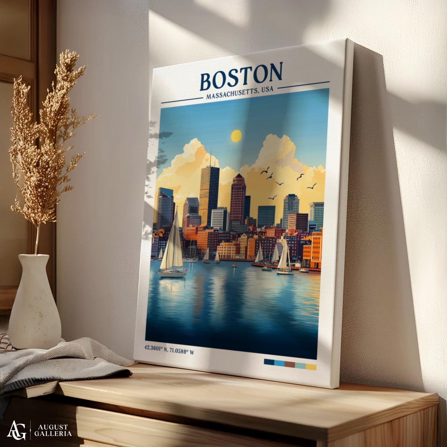 Boston Massachusetts Retro Travel Print