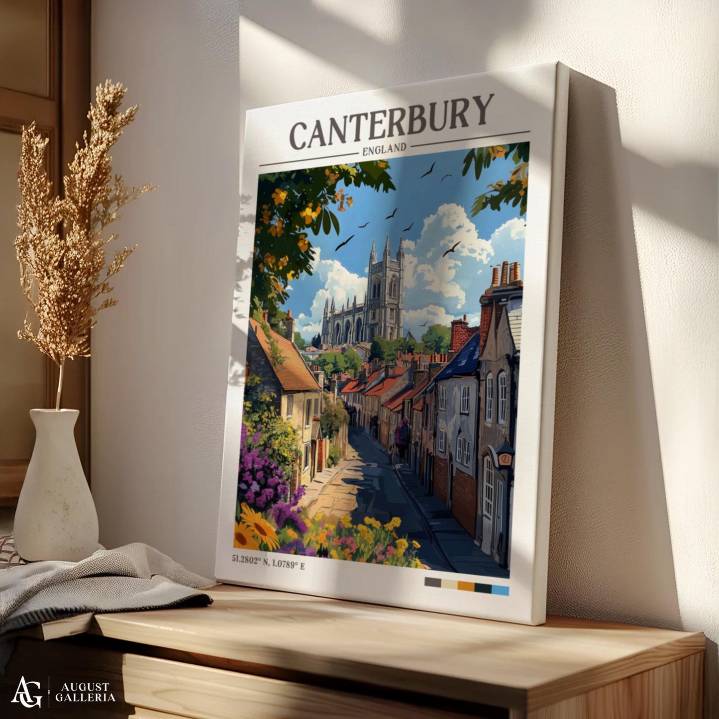 Canterbury England Retro Travel Print