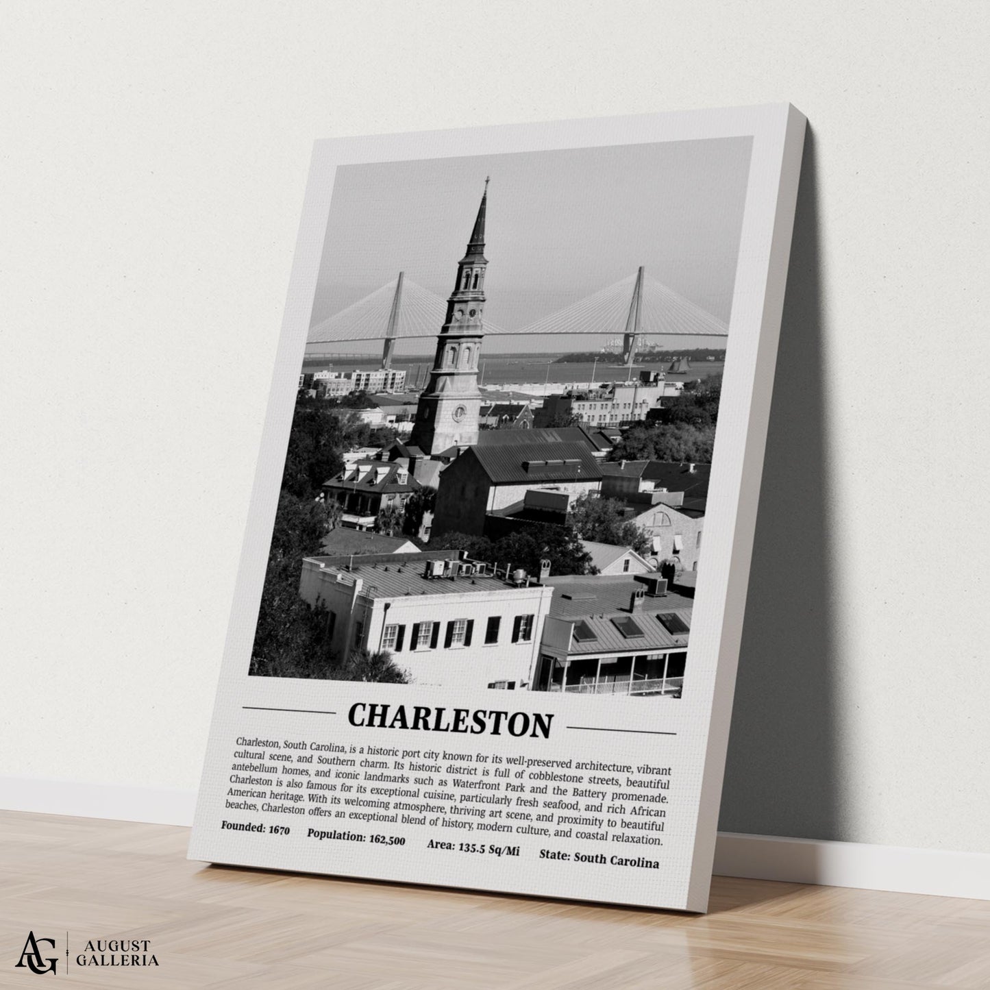 Charleston Black & White City Print