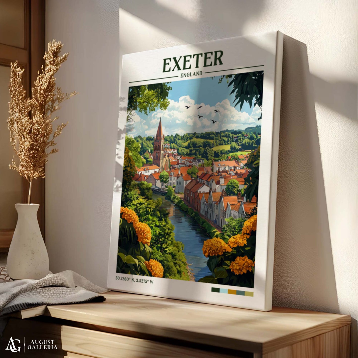 Exeter England Retro Travel Print