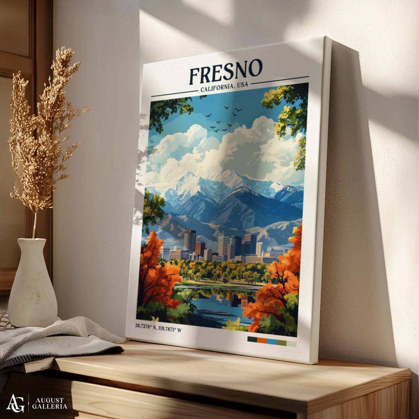 Fresno California Retro Travel Print