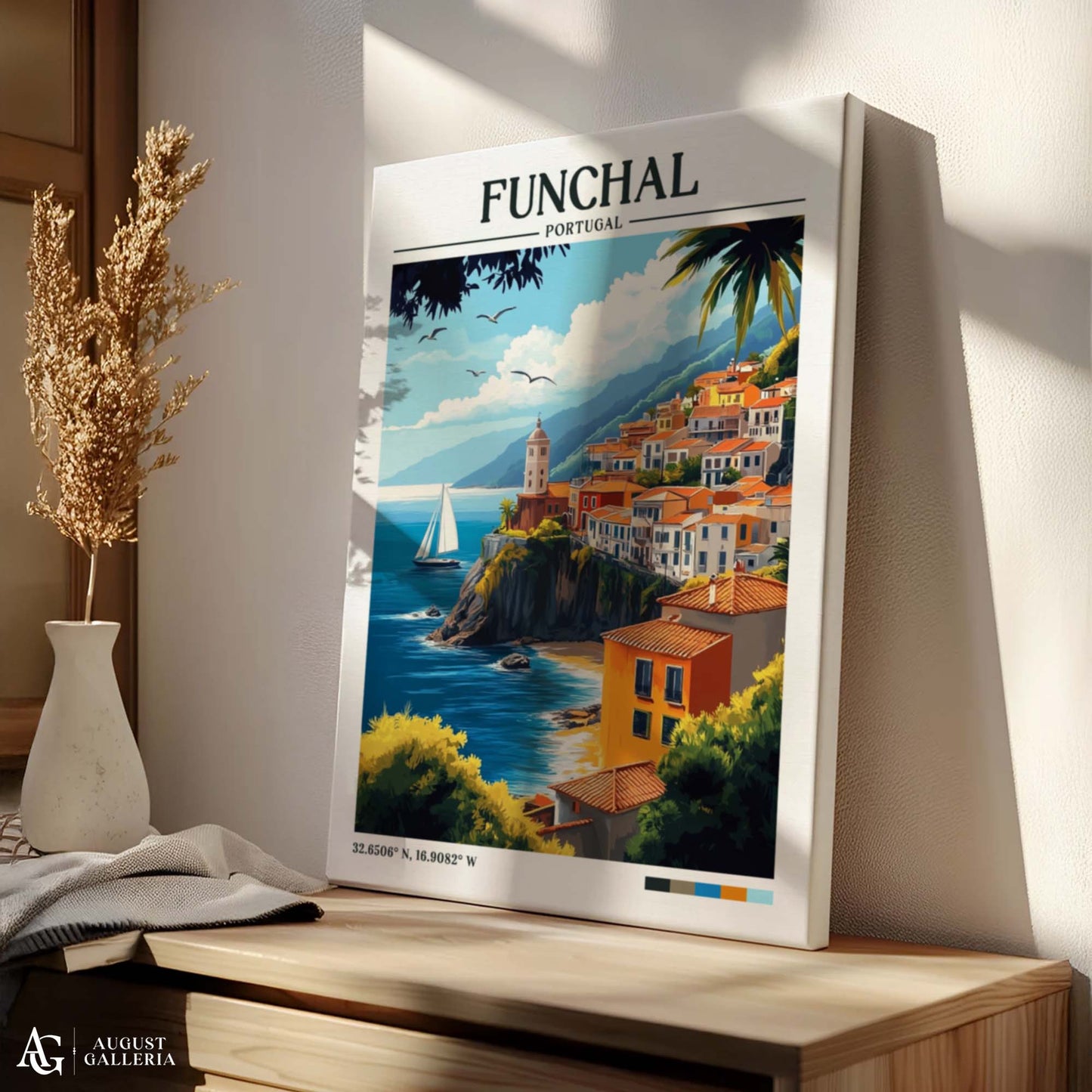 Funchal Portugal Retro Travel Print