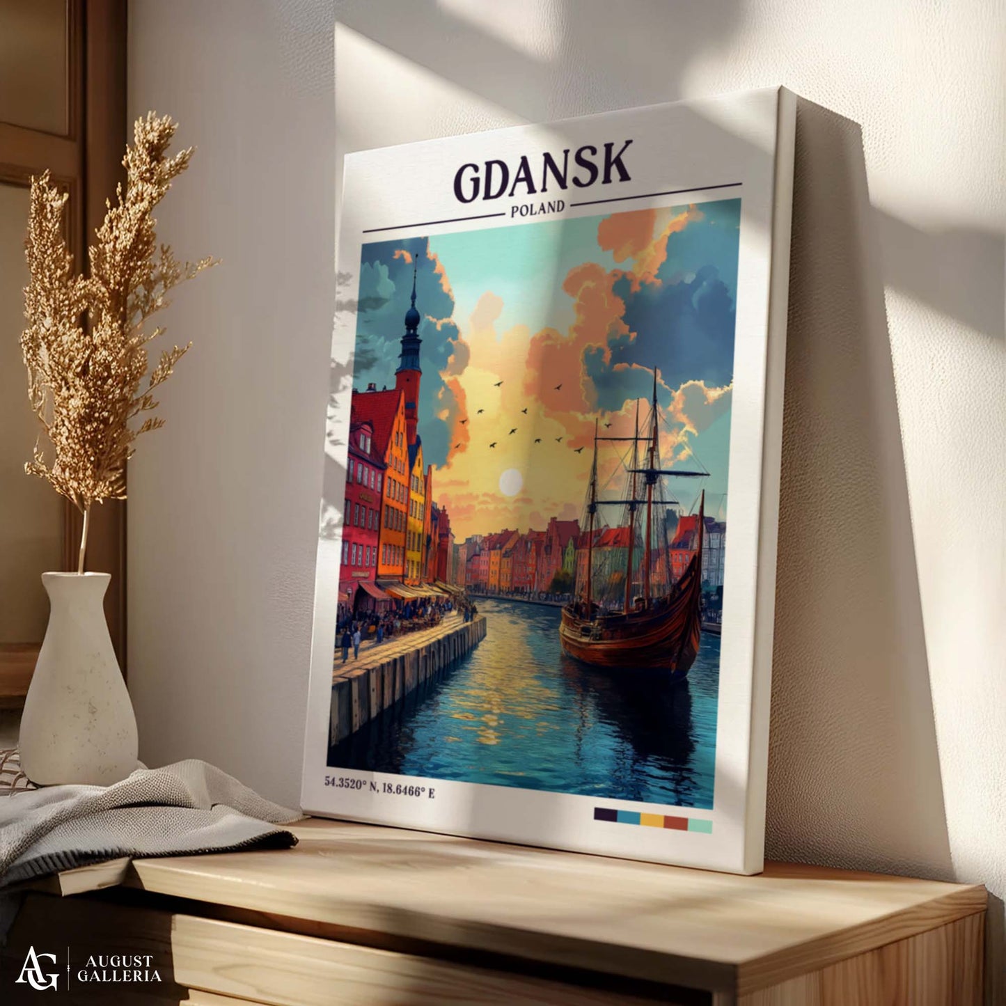 Gdańsk Poland Retro Travel Print