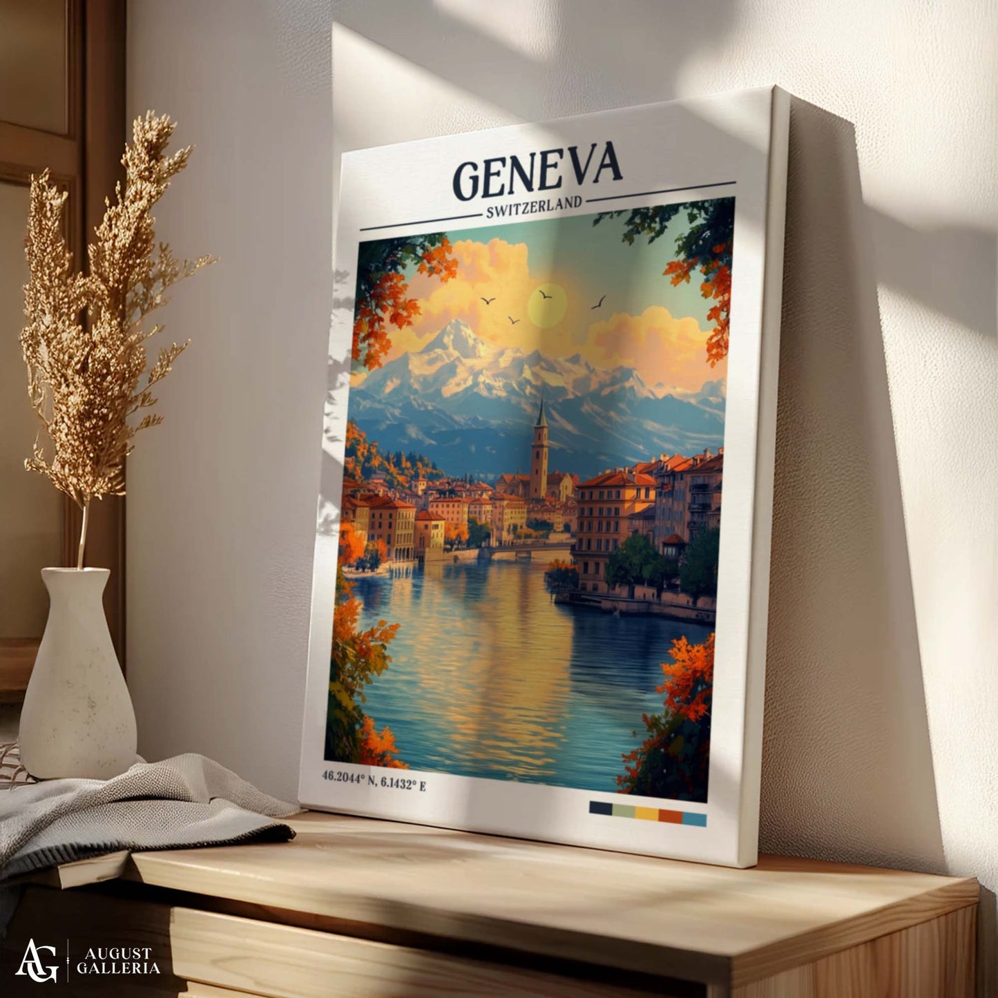 Geneva Switzerland Retro Travel Print