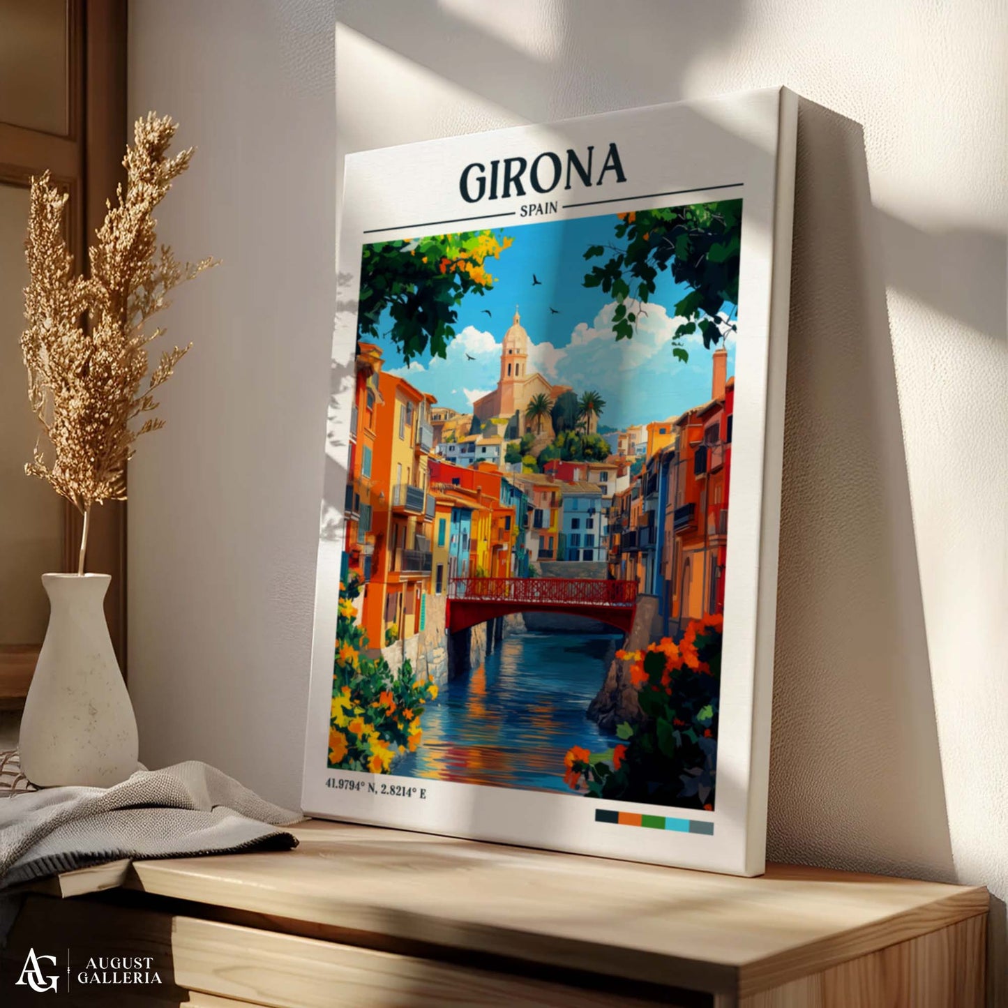 Girona Spain Retro Travel Print