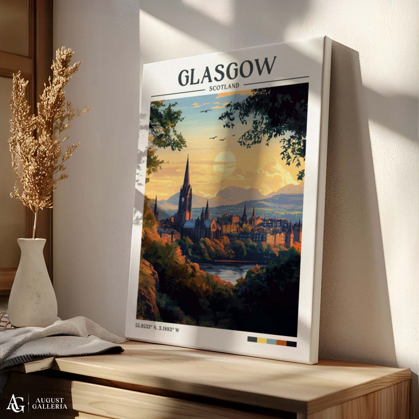 Glasgow Scotland Retro Travel Print